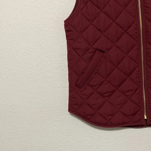 J. Crew Mercantile Ruffled Puffer Vest Dark Wine Size M - Picture 4 of 10